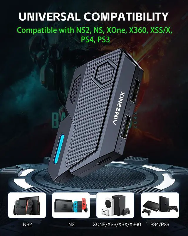 Alt view image 4 of 7 - Keyboard and Mouse Adapter for Switch, Xbox, PlayStation | Console Converter Compatible with Xbox One, Xbox Series X/S, PS4, PS3 and NS, NS2 - Custom Key Mapping, Plug and Play, BLADER