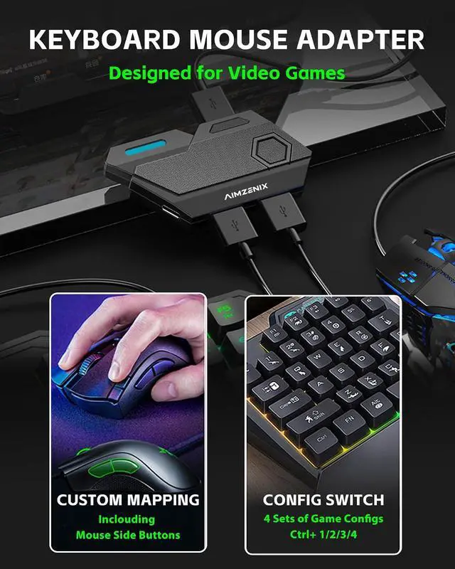 Alt view image 7 of 7 - Keyboard and Mouse Adapter for Switch, Xbox, PlayStation | Console Converter Compatible with Xbox One, Xbox Series X/S, PS4, PS3 and NS, NS2 - Custom Key Mapping, Plug and Play, BLADER
