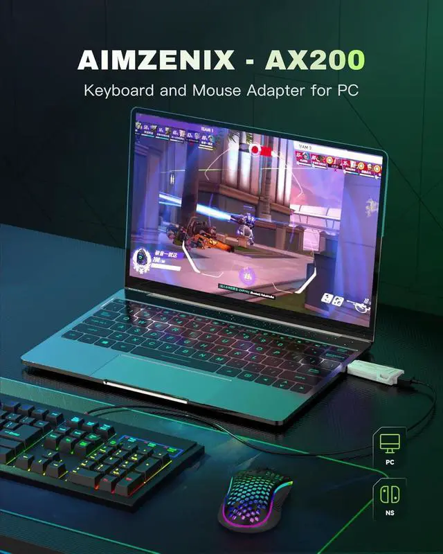 Alt view image 6 of 7 - AX200 Keyboard & Mouse Adapter for PC, Nintendo Switch, Aim Assist | Compatible with Nintendo Switch 2, Supports COD, Apex Legends and more.