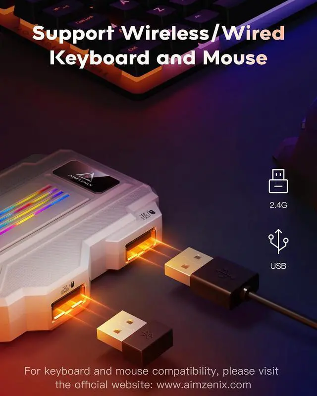 Alt view image 6 of 7 - Keyboard and Mouse Adapter for NS2, PS4, Switch, Xbox Series S/X | Striker PRO Supports Headset, APP Real-time Adjustment, White