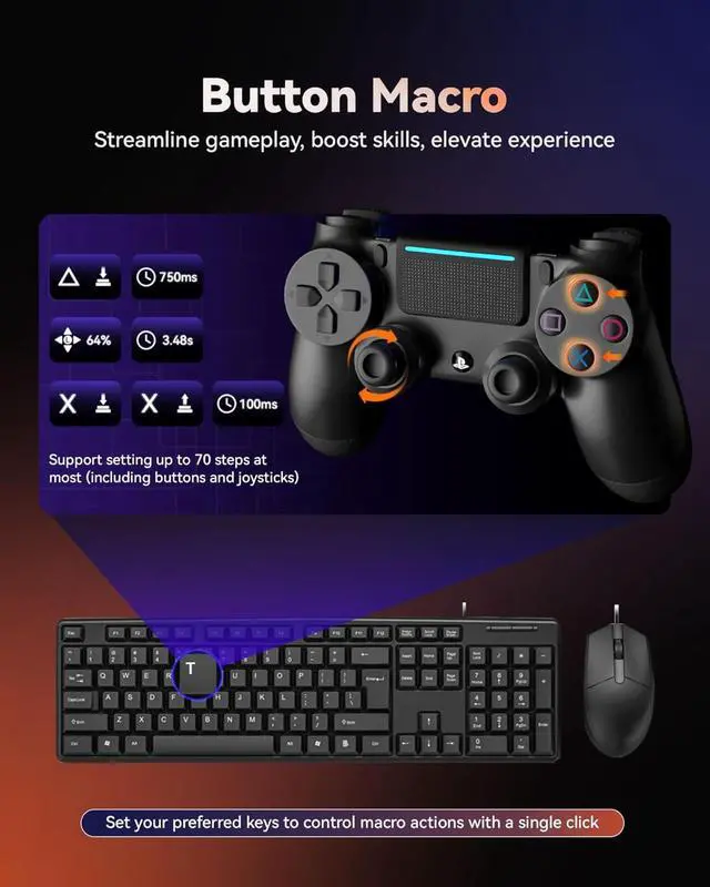 Alt view image 7 of 7 - Keyboard and Mouse Adapter for NS2, PS4, Switch, Xbox Series S/X | Striker PRO Supports Headset, APP Real-time Adjustment, White
