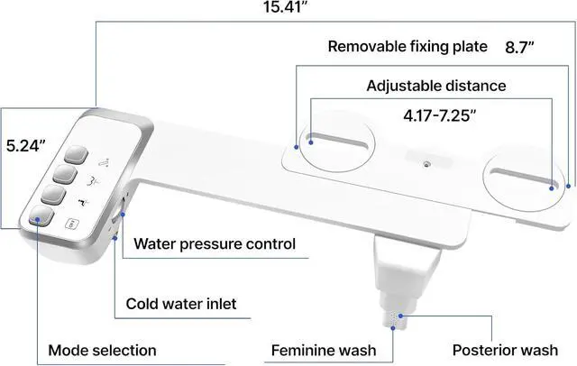 Alt view image 4 of 7 - Bidet Attachment for Toilet,Independent Adjustable Water Pressure | Daxsysy Bidet For Toilet,Self Cleaning Non-Electric Bidet Toilet Seat Attachment,Fresh Water Bidet Toilet Seat, White