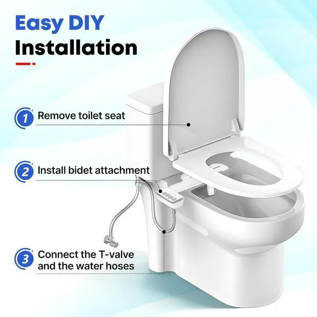 Alt view image 3 of 7 - Bidet Attachment for Toilet,Independent Adjustable Water Pressure | Daxsysy Bidet For Toilet,Self Cleaning Non-Electric Bidet Toilet Seat Attachment,Fresh Water Bidet Toilet Seat, White