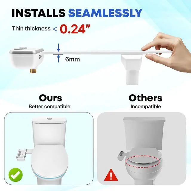 Alt view image 6 of 7 - Bidet Attachment for Toilet,Independent Adjustable Water Pressure | Daxsysy Bidet For Toilet,Self Cleaning Non-Electric Bidet Toilet Seat Attachment,Fresh Water Bidet Toilet Seat, White