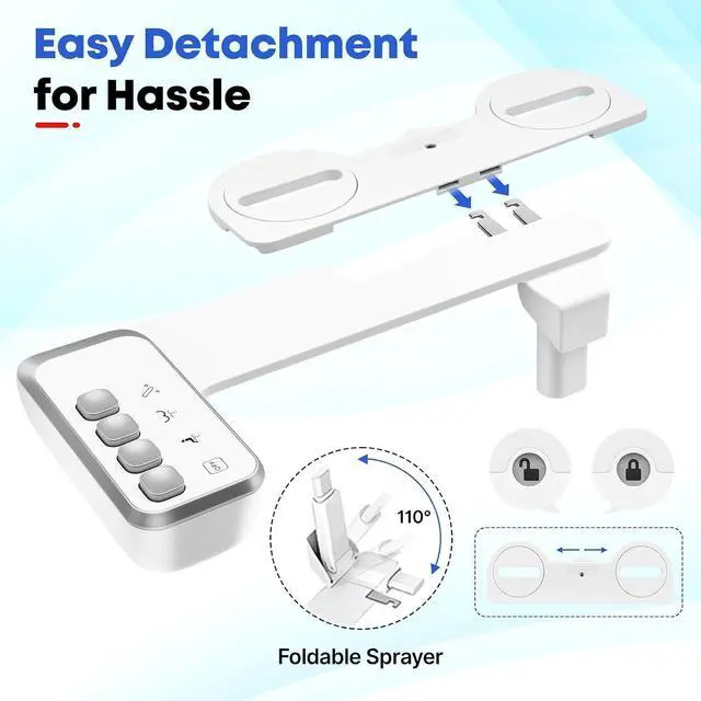 Alt view image 5 of 7 - Bidet Attachment for Toilet,Independent Adjustable Water Pressure | Daxsysy Bidet For Toilet,Self Cleaning Non-Electric Bidet Toilet Seat Attachment,Fresh Water Bidet Toilet Seat, White