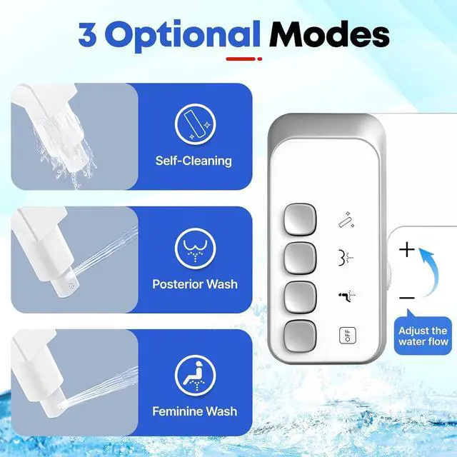 Alt view image 7 of 7 - Bidet Attachment for Toilet,Independent Adjustable Water Pressure | Daxsysy Bidet For Toilet,Self Cleaning Non-Electric Bidet Toilet Seat Attachment,Fresh Water Bidet Toilet Seat, White