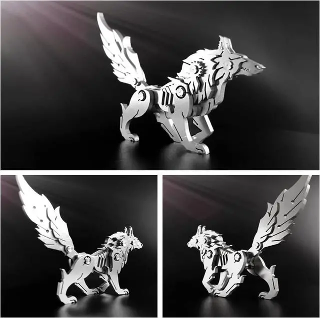 Alt view image 3 of 6 - Metal Puzzles for Adults, Mechanical Wolf 3D Metal Puzzle | Animal 3D Puzzles for Adults,DIY 3D Puzzles for Adults Brain Teasers,Simple Metal model kits Ideal for Gifts and Decorations