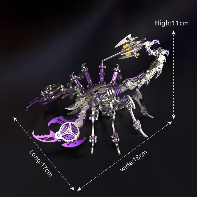 Alt view image 3 of 6 - 3D Metal Puzzles for Adults,Mechanical Model Scorpion King Purple | 3D Puzzles for Adults Mechanical Model Kit Scorpion King Purple,Simple Metal Model Kits Ideal for Gifts and Decor for Adult