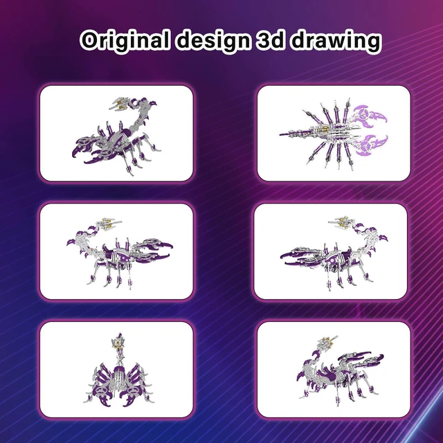 Alt view image 2 of 6 - 3D Metal Puzzles for Adults,Mechanical Model Scorpion King Purple | 3D Puzzles for Adults Mechanical Model Kit Scorpion King Purple,Simple Metal Model Kits Ideal for Gifts and Decor for Adult