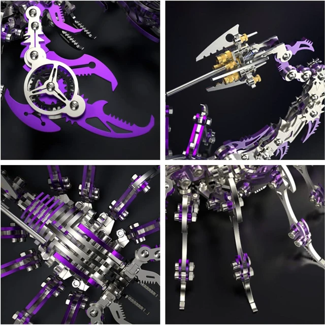 Alt view image 6 of 6 - 3D Metal Puzzles for Adults,Mechanical Model Scorpion King Purple | 3D Puzzles for Adults Mechanical Model Kit Scorpion King Purple,Simple Metal Model Kits Ideal for Gifts and Decor for Adult