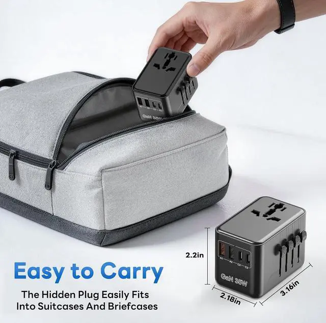 Alt view image 5 of 7 - Universal Travel Adapter, International Power Adapter GaN, Type C/G/D/I/A | Auto-Resetting Fuse, 3 USB-C/2 USB-A&1 AC, All-in-One Portable Plug Adaptor Worldwide For US to EU UK AU IN Spain France
