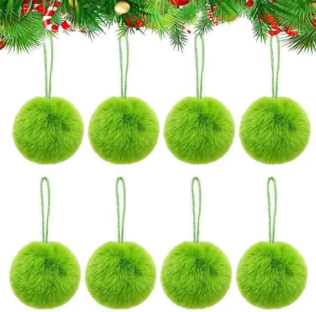 Main image of 12Pcs Christmas Plush Ornament Balls Green Tree Hanging Decorations, Holiday Scene Decor, Xmas Party Supplies, Home Office Festive Accents(Green)