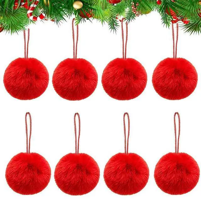 Main image of 12Pcs Christmas Plush Ornament Balls Green Tree Hanging Decorations, Holiday Scene Decor, Xmas Party Supplies, Home Office Festive Accents( Red)