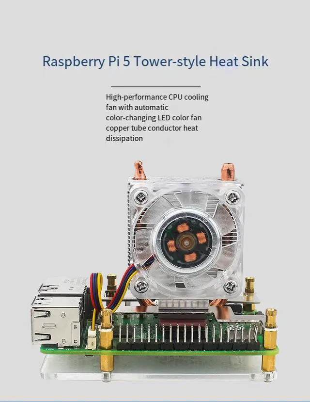 Alt view image 2 of 7 - Raspberry Pi 5 Tower Fan ICE Cooler Radiator for Pi 5B, Active Cooling Heat Sink for Optimal Thermal Performance