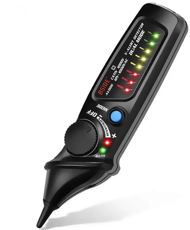 Main image of BSIDE AVD06 Non-Contact Voltage Detector Electric Power Socket Outlet AC Voltage Tester Pen 12-1000V Auto/Manual Mode Adjustable Sensitivity NCV Live Wire Check with Color LED Indicator and Flashlight