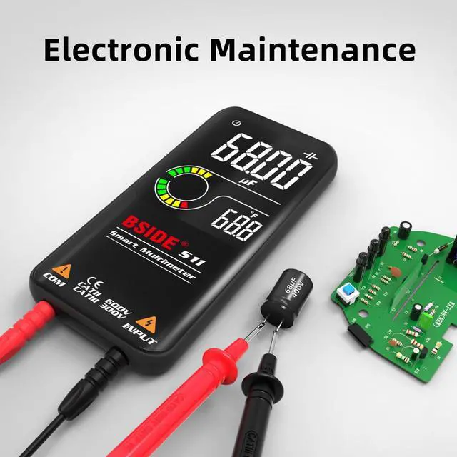 Alt view image 5 of 7 - BSIDE Smart Digital Multimeter 9999 Counts Pocket Voltmeter, Rechargeable with 3 Results Display, Capacitance Diode Duty Cycle Resistance Hz V-Alert Voltage Tester
