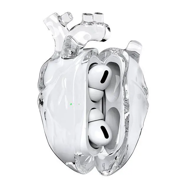 Alt view image 2 of 6 - Heart-Shaped AirPods Pro 2 Case Liquid Silicone Cover for Apple AirPodsPro3, Soft Protective Shell with Cute Design