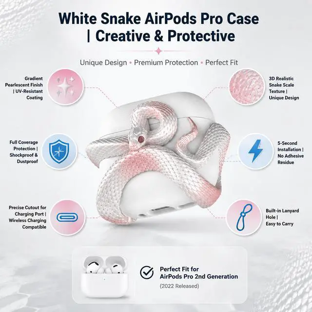 Alt view image 5 of 7 - Original Snake Series AirPods Pro 3 Case Protective Cover for Apple Earbuds, Shockproof Drop Protection Shell