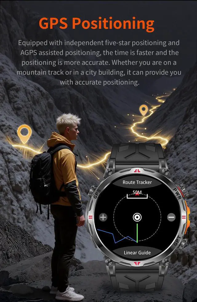 Alt view image 6 of 7 - KC93 Outdoor Sports Smart Watch, Compass & Bluetooth Calling, Heart Rate Blood Oxygen Monitor, GPT-Enabled Rugged Smartwatch for Men(Black)