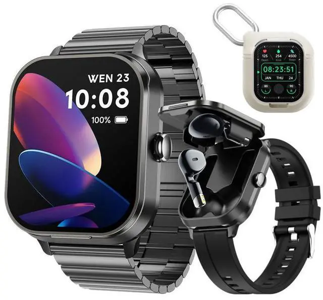Main image of D8Pro 2-in-1 Smartwatch with Detachable TWS Earbuds, Bluetooth Calling, NFC, Heart Rate & SpO2 Monitor, 100+ Sports Modes, Fitness Tracker for Men Women