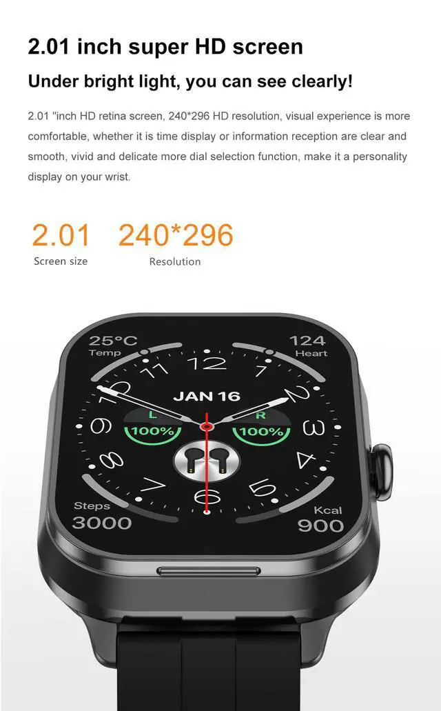 Alt view image 4 of 7 - D8Pro 2-in-1 Smartwatch with Detachable TWS Earbuds, Bluetooth Calling, NFC, Heart Rate & SpO2 Monitor, 100+ Sports Modes, Fitness Tracker for Men Women