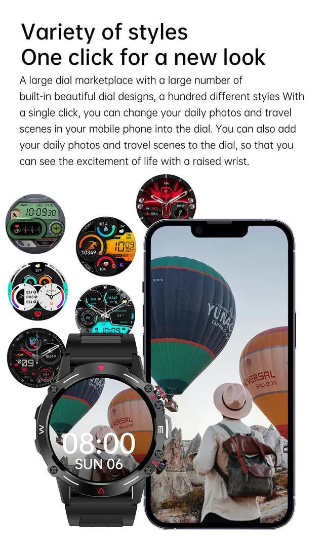 Alt view image 7 of 7 - HK87 Smart Watch for Men, Fitness Tracker with NFC, Heart Rate & Blood Oxygen Monitor, 100+ Sports Modes, Step Counter Smartwatch for Android iOS