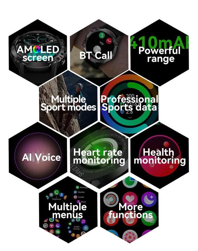 Alt view image 2 of 7 - HK87 Smart Watch for Men, Fitness Tracker with NFC, Heart Rate & Blood Oxygen Monitor, 100+ Sports Modes, Step Counter Smartwatch for Android iOS
