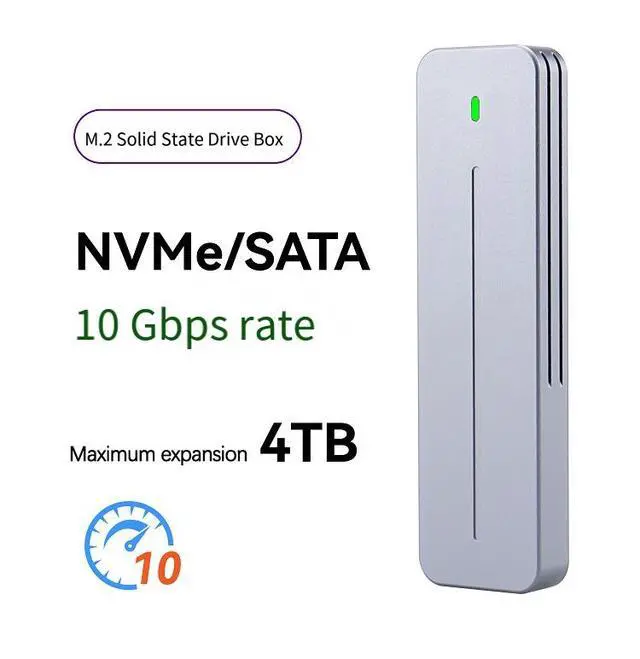 Alt view image 4 of 7 - RTL9210B M.2 SSD Enclosure, Dual Protocol NVMe/SATA Portable External Box, 10Gbps USB-C Transfer Speed, Customizable for PC Laptop and Smartphone