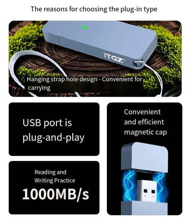 Alt view image 3 of 7 - RTL9210 M.2 Portable SSD Enclosure, NVMe Protocol, 10Gbps USB 3.2 Gen2, 2230, Magnetic Design, Plug-and-Play for PC Laptop Smartphone