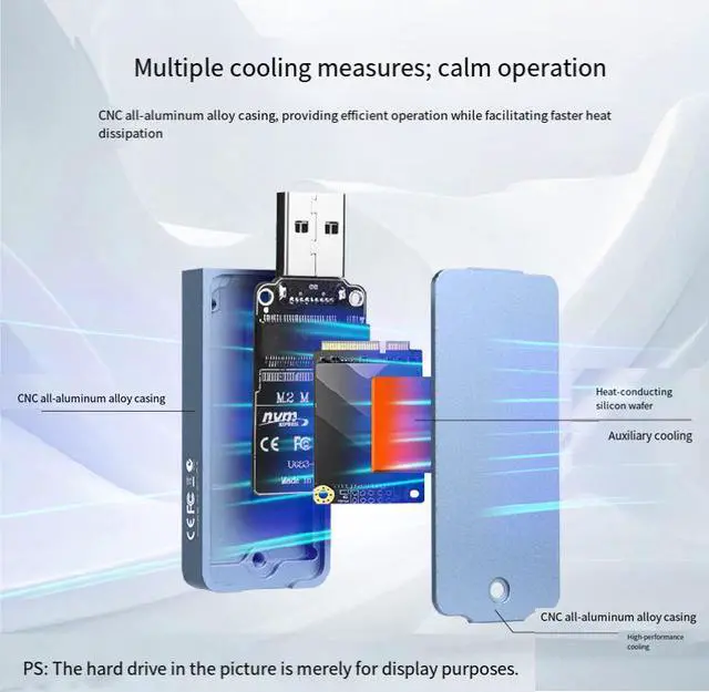 Alt view image 6 of 7 - RTL9210 M.2 Portable SSD Enclosure, NVMe Protocol, 10Gbps USB 3.2 Gen2, 2230, Magnetic Design, Plug-and-Play for PC Laptop Smartphone