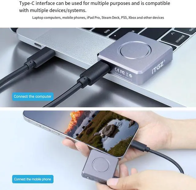 Alt view image 3 of 5 - M.2 2230 SSD Enclosure with Write Protection, NVMe Protocol, 10Gbps, JMS583 Controller, Aluminum Alloy, Compatible with PC Laptop Smartphone
