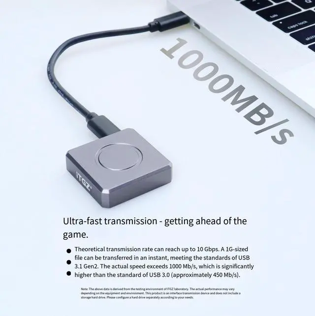 Alt view image 4 of 5 - M.2 2230 SSD Enclosure with Write Protection, NVMe Protocol, 10Gbps, JMS583 Controller, Aluminum Alloy, Compatible with PC Laptop Smartphone