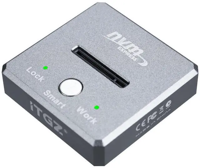 Main image of M.2 Dual Protocol SSD Enclosure, Docking Station Style, RTL9210B, 10Gbps, Aluminum Alloy, SATA/NVMe with Write Protection and Touch Button