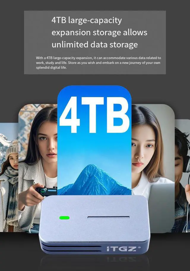 Alt view image 6 of 6 - NVMe M.2 2230 Portable SSD Enclosure, 10Gbps USB 3.2 Gen2, JMS583 Controller, Aluminum Alloy, with Dual Cables for PC Laptop Smartphone