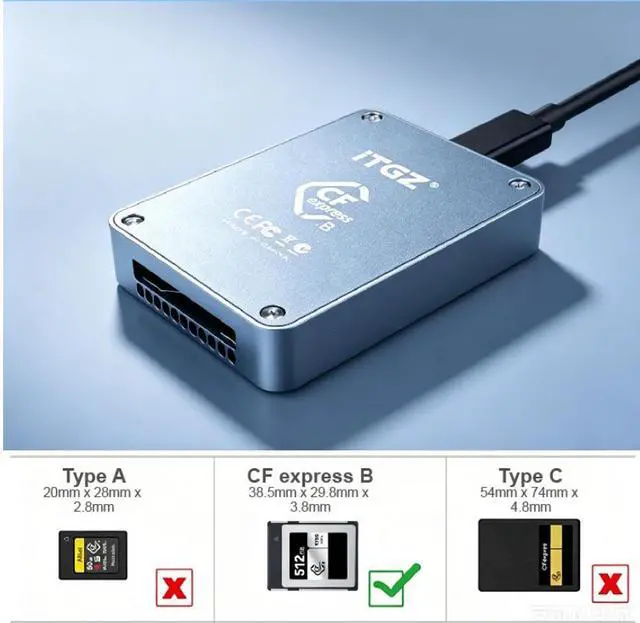 Alt view image 2 of 6 - CFexpress Type-B High-Speed Card Reader, USB-C Interface, USB 3.1 Gen2 10Gbps, Aluminum Alloy with Cooling Fan, for Camera Memory Cards