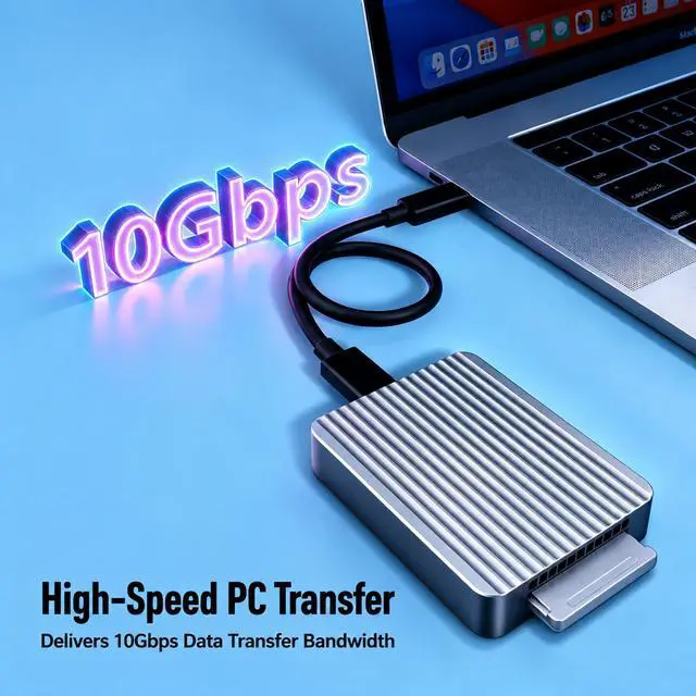 Alt view image 5 of 6 - CFexpress Type-B High-Speed Card Reader, USB-C Interface, USB 3.1 Gen2 10Gbps, Aluminum Alloy with Cooling Fan, for Camera Memory Cards