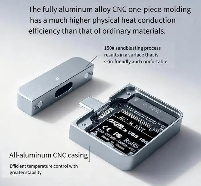 Alt view image 3 of 6 - M.2 2230 Portable SSD Enclosure, Direct Plug-in Design, NVMe Protocol, 10Gbps USB 3.2 Gen2, Magnetic Cover, Plug-and-Play for PC Laptop Smartphone Tablet