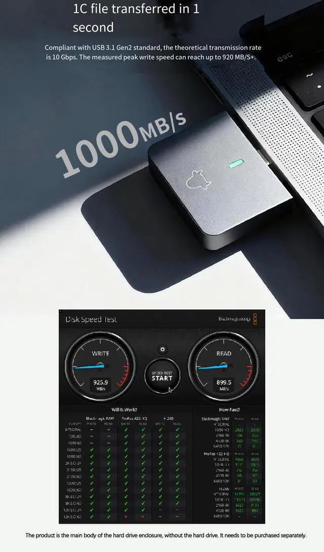 Alt view image 5 of 6 - M.2 2230 Portable SSD Enclosure, Direct Plug-in Design, NVMe Protocol, 10Gbps USB 3.2 Gen2, Magnetic Cover, Plug-and-Play for PC Laptop Smartphone Tablet