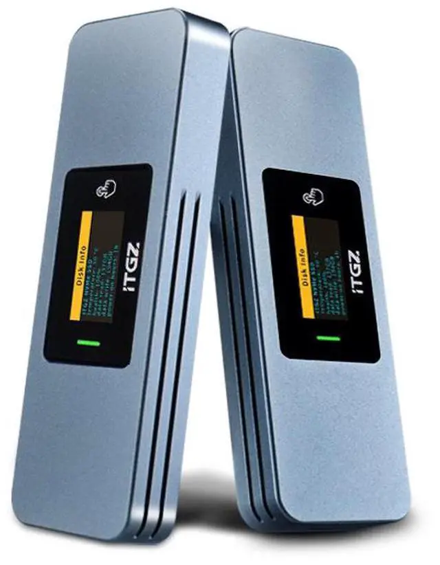 Main image of M.2 SSD Enclosure with Smart Visual Display, SATA/NVMe Dual Protocol, 10Gbps, RTL9210B Controller, Aluminum Alloy Housing with Dual Cables