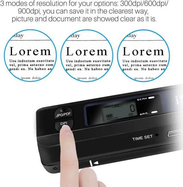 Alt view image 5 of 7 - Portable Document Scanner, AOZBZ 900DPI Handheld Image Scanner, Scanning Wand,A4 Colour Photo Mobile Scanner Handy Scan (JPG/PDF Format, High Speed USB 2.0, Included 16G SD Card)