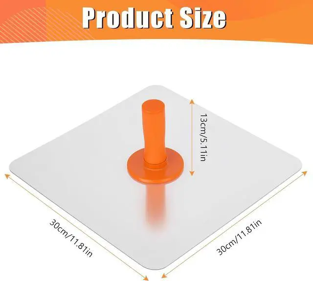 Alt view image 7 of 7 - Drywall Hawk - 12 inch Aluminum Plaster Hawk Mortar Board Holder With Ergonomics Handle Smooth Edges Round Corners Design, Professional Stucco Plaster Tool (Orange)