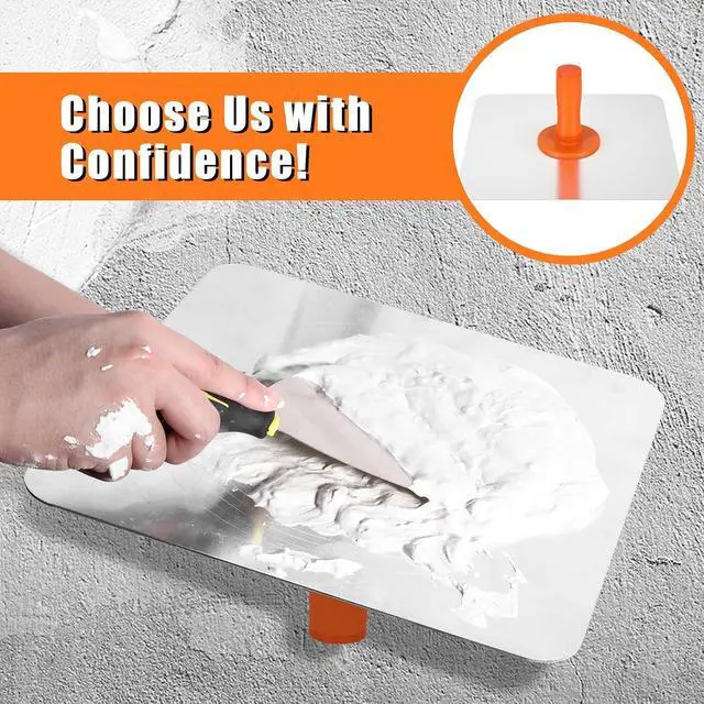 Alt view image 4 of 7 - Drywall Hawk - 12 inch Aluminum Plaster Hawk Mortar Board Holder With Ergonomics Handle Smooth Edges Round Corners Design, Professional Stucco Plaster Tool (Orange)