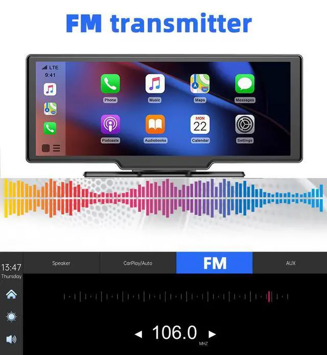 Alt view image 5 of 7 - 10.26" Wireless Carplay Smart Dash Cam Front & Rear 1080P Recording, Mirror Link, Voice Control, GPS Navigation, Loop Recording, Parking Monitor
