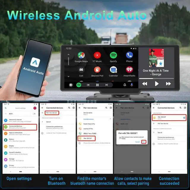 Alt view image 4 of 7 - 10.26" Wireless Carplay Smart Dash Cam Front & Rear 1080P Recording, Mirror Link, Voice Control, GPS Navigation, Loop Recording, Parking Monitor