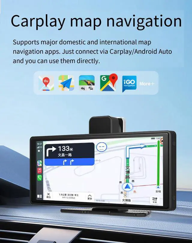 Alt view image 5 of 7 - 10.26" Wireless CarPlay Dash Cam with 4K Front & 1080P Rear Dual Recording Bluetooth 5.0, Screen Mirroring, 1600×600 IPS Touchscreen, TF Card Support, Android/Auto Apple Carplay, Voice Control