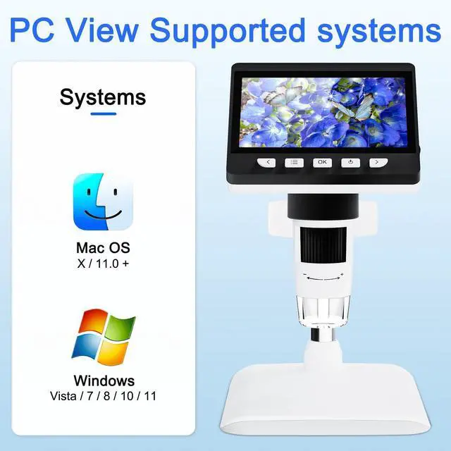Alt view image 3 of 7 - 4.3" Digital Microscope for Adults, SKYEAR Coin Microscope 1000X Magnification with 8 Ajustable LED Fill Lights, USB Microscope for Windows/MacOS, Coin Collection Supplies-White