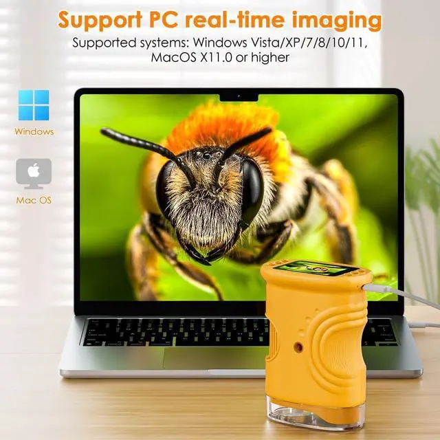 Alt view image 5 of 7 - Temodu Kids Microscope 2.0" Screen 1000X Digital Microscope for Kids, Mini Pocket Handheld Microscopes for Children Birthday Festival Gift, Science Education Fun Toys for Boys Girls Ages 4-12