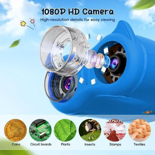 Alt view image 4 of 7 - 2-in-1 Kids Microscope Telescope, Temodu 2.0" 1000X Digital Microscope for Kids, HD Portable Education Telescope for Kids Birthday Festival Gift, Science Fun Toys for Children Age 4-12