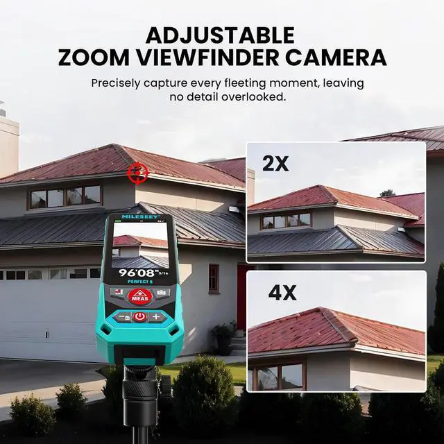 Alt view image 7 of 7 - P9 Outdoor Laser Measuring Tool, 985ft Professional Laser Distance Meter for Construction, 4X HD Zoom & 3" Backlit Display, Point-to-Point Technology for Large Outdoor Projects