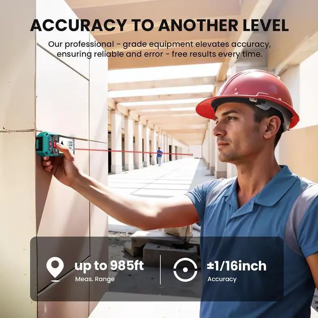 Alt view image 2 of 7 - P9 Outdoor Laser Measuring Tool, 985ft Professional Laser Distance Meter for Construction, 4X HD Zoom & 3" Backlit Display, Point-to-Point Technology for Large Outdoor Projects